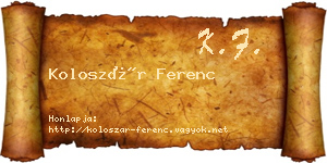 Koloszár Ferenc névjegykártya