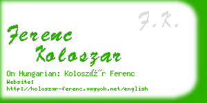 ferenc koloszar business card